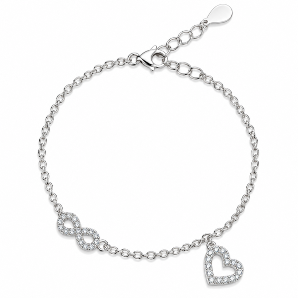 Pulsera Infinito y Corazón Circonado